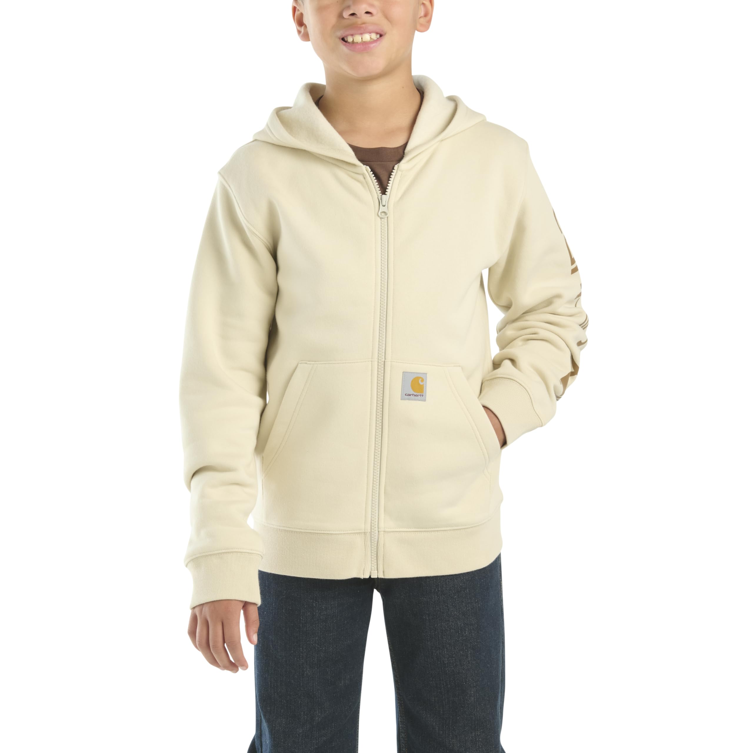 Carhartt Kid's CP8675 Long-Sleeve Full-Zip Logo Sweatshirt - Boys